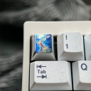 1U Ice Crystal Anodizing Color Titanium Alloy Artisan Keycaps Precision Pointillism for Mechanical Keyboard -Wave